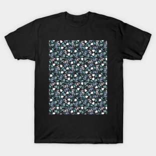 Romantic Tulip Night Garden floral pattern black ver T-Shirt